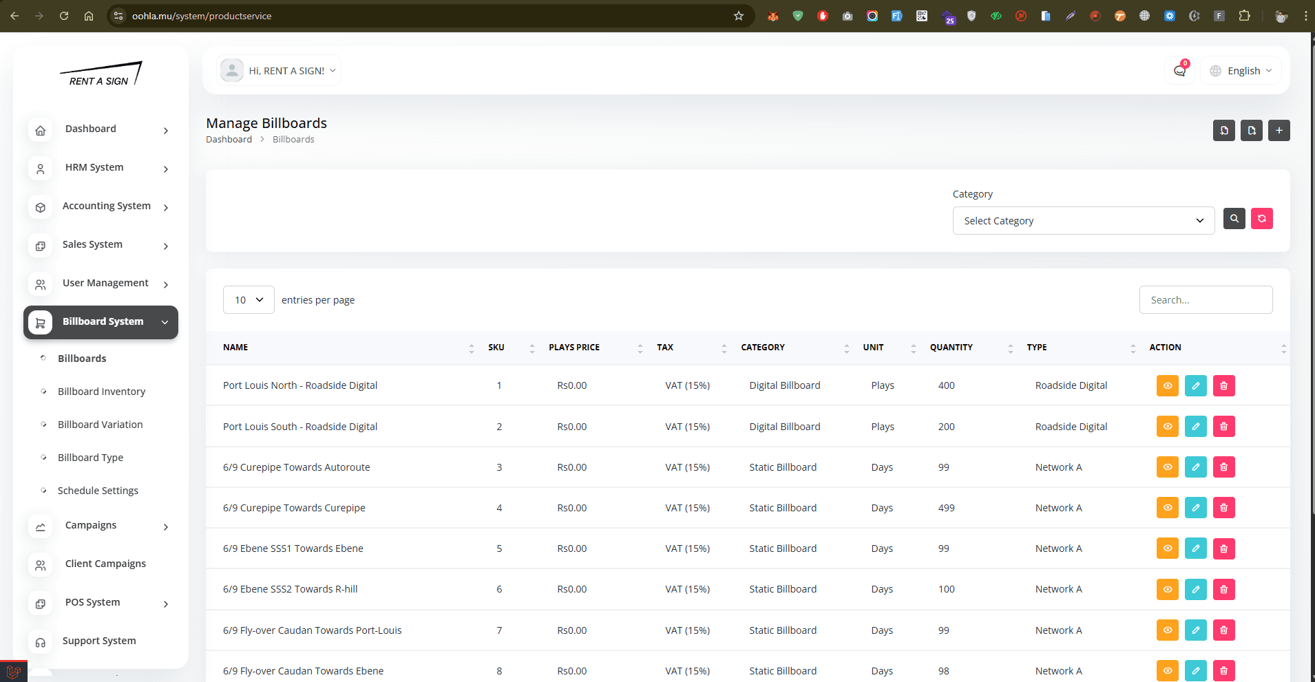 Live OOHLA project interface