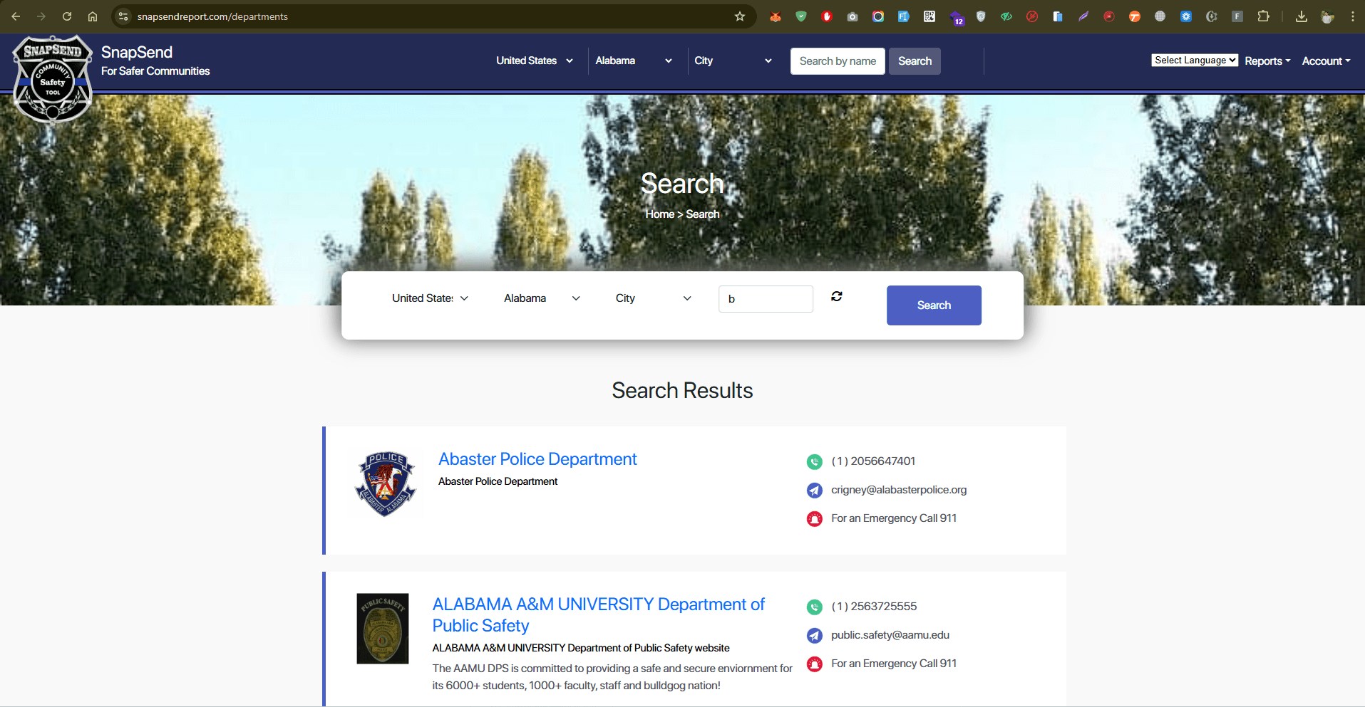 SnapSendReport live project interface